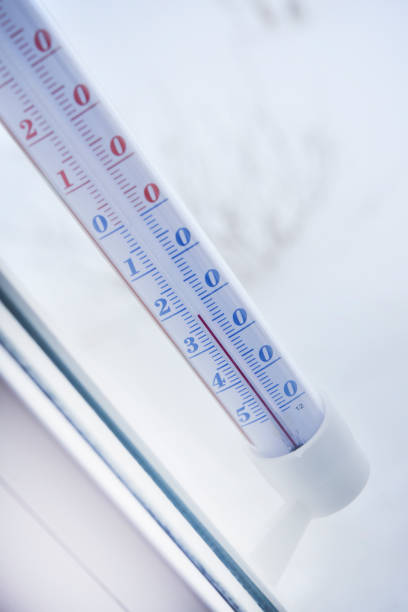 Alcohol street thermometer. The temperature meter. The temperature is low outside.