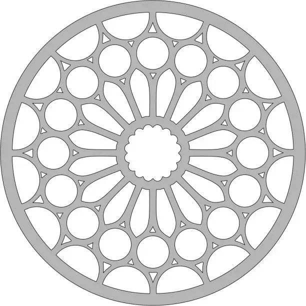 Vector illustration of Cathedral of León (Spain). Rosette of the south façade of the cathedral.