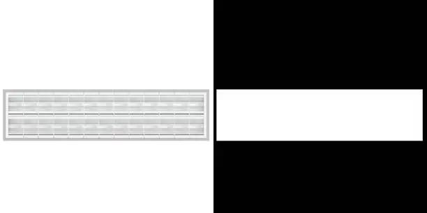 3D rendering illustration of a rectangular troffer light fixture