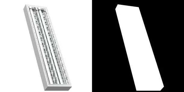 3D rendering illustration of a rectangular troffer light fixture