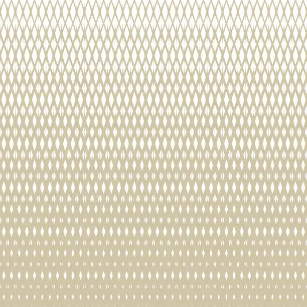 Vector illustration of Vector halftone golden seamless pattern with fading grid, mesh, net, lattice