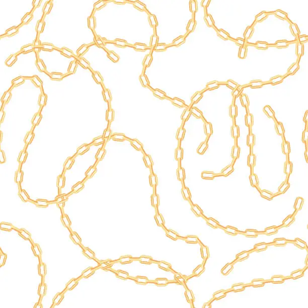 Vector illustration of Gold chains background. Seamless pattern with jewelry. Vector cartoon illustration.