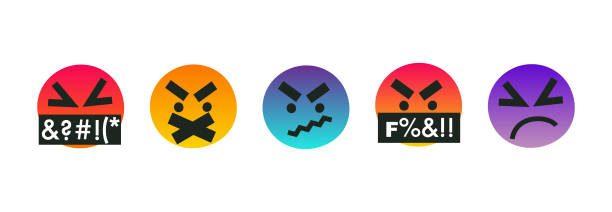 illustrazioni stock, clip art, cartoni animati e icone di tendenza di collezione di emoji che imprecano - parolaccia