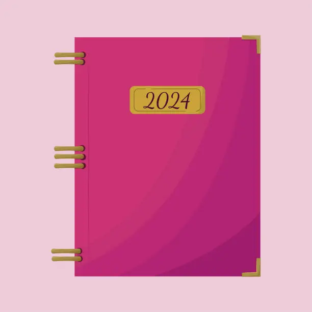 Vector illustration of Pink dated diary