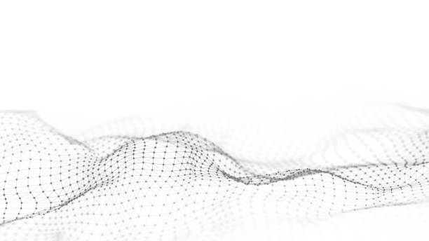 istock Digital dynamic wave of particles and lines. Abstract white futuristic background. Big data visualization. 3D rendering. 1973295066