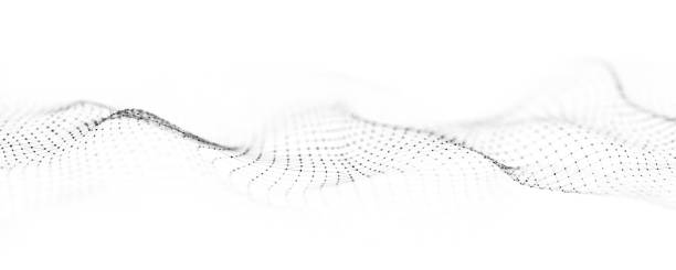 istock Digital dynamic wave of particles and lines. Abstract white futuristic background. Big data visualization. 3D rendering. 1973295601