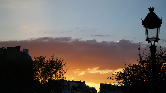 Paris sunset in  the evening