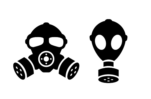 Gas mask vector icons, respirator pictograms isolated on white background