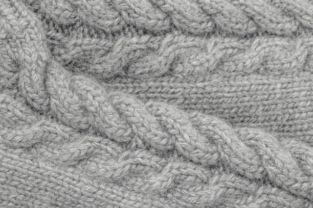 istock Grey Knitwear Fabric Texture with Pigtails closeup 1973367164