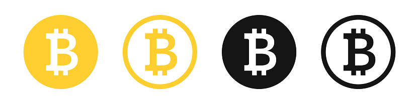 Bitcoin vector icons. BTC icons. Bitcoin Cryptocurrancy. Bitcoin token