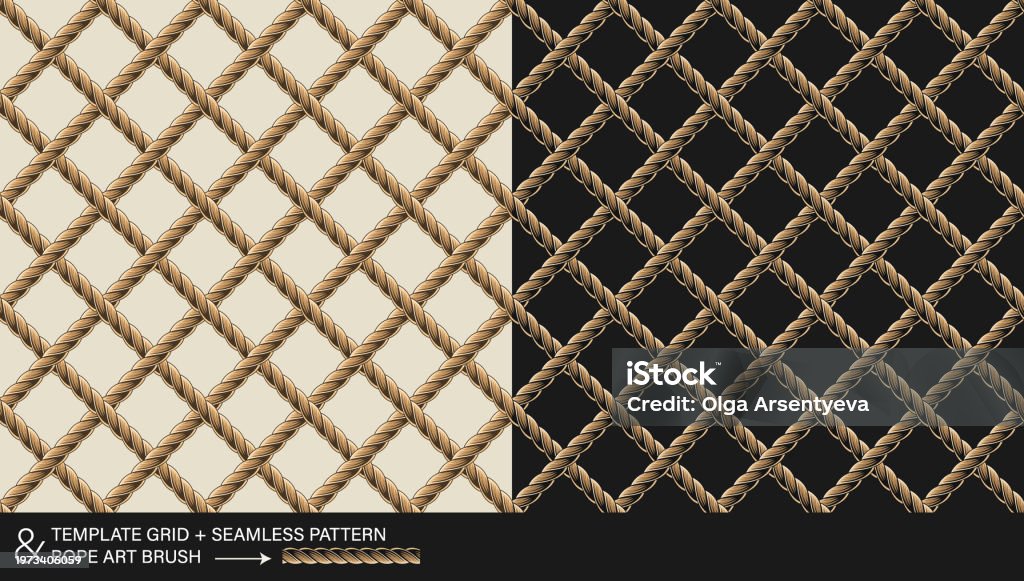 Hemp Triangle Pattern Seamless Pattern With Hemp Rope Net Stock Illustration - Download Image ...