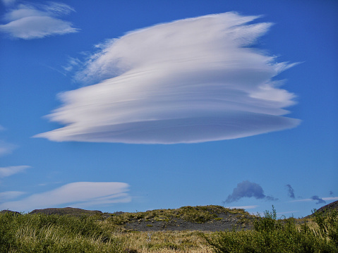 Huge lenticular cloud in Torres del Paine National Park in Chilean Patagonia