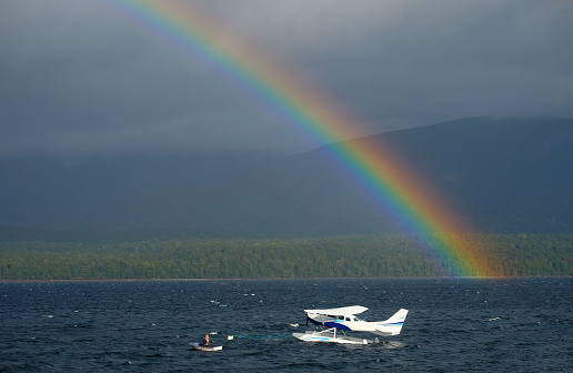 Lake Te Anau, New Zealand, rainbow