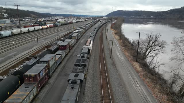 Drone View of a Train Yard