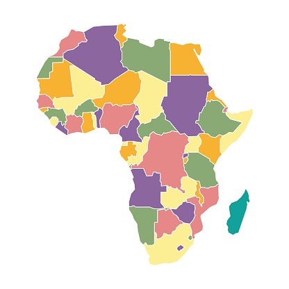 Silhouette and colored Africa map