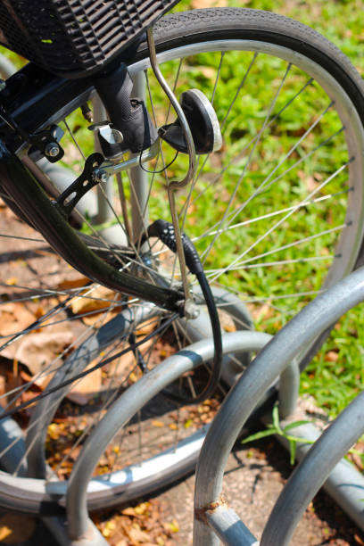 istock Bicycle in the park at a bicycle rack 1973559670