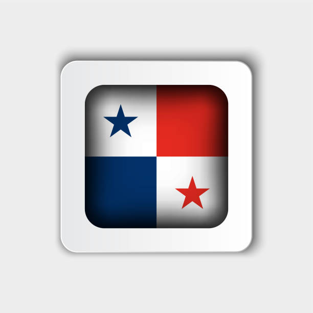 ilustrações, clipart, desenhos animados e ícones de panamá bandeira button flat design - panama map flag patriotism