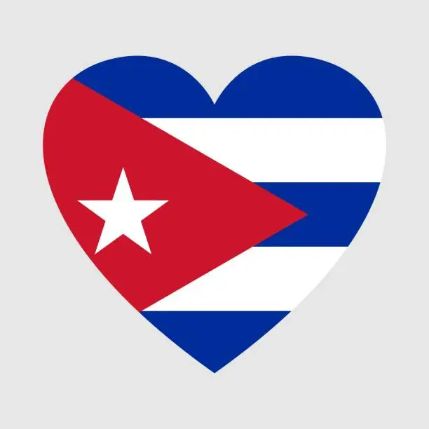 Vector illustration of National flag of Cuba. Heart shape