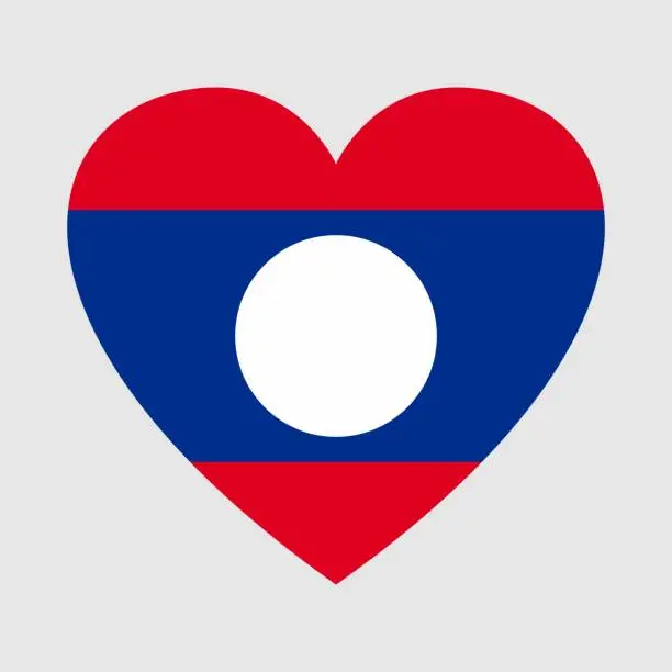 Vector illustration of National flag of Laos. Heart shape