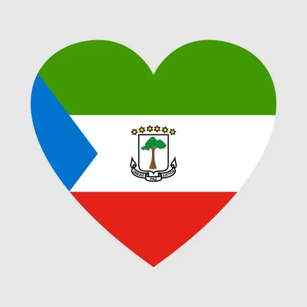 Vector illustration of National flag of Equatorial Guinea. Heart shape