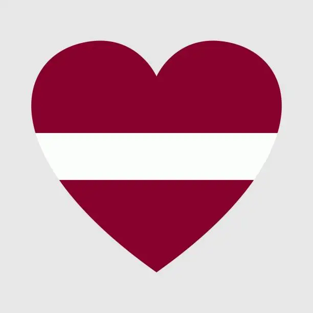 Vector illustration of National flag of Latvia. Heart shape