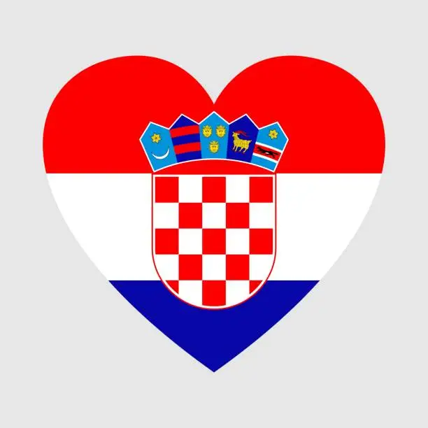 Vector illustration of National flag of Croatia. Heart shape