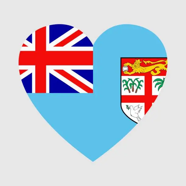 Vector illustration of National flag of Fiji. Heart shape