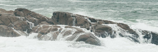 Rocks and Waves Panoramic stock photo