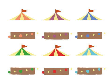 Tent Top of the Circus Huts Illustration Set