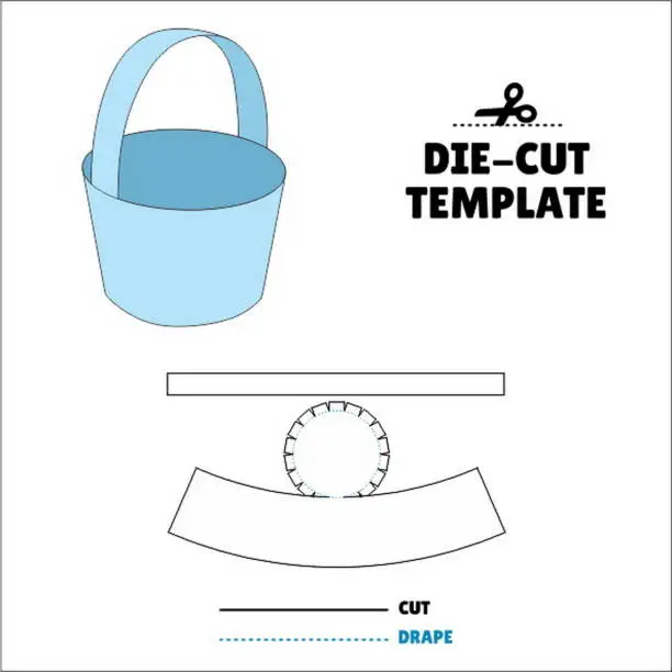 Vector illustration of Box With Flip Lid Packaging Die Cut Template Design. 3D Mock Up. - Template Caixa de embalagem die corte modelo design. Basket - Handle