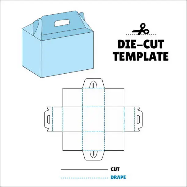 Vector illustration of Box With Flip Lid Packaging Die Cut Template Design. 3D Mock Up. - Template Caixa de embalagem die corte modelo design. Handle Box