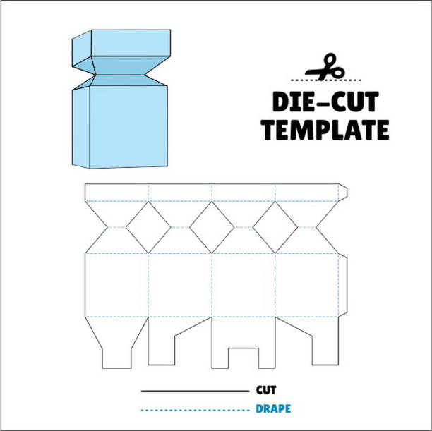 Box With Flip Lid Packaging Die Cut Template Design. 3D Mock Up. - Template Caixa de embalagem die corte modelo design. Scalloped Vertical Candy Box - Sweet - Doce Box With Flip Lid Packaging Die Cut Template Design. 3D Mock Up. - Template Caixa de embalagem die corte modelo design. Scalloped Vertical Candy Box - Sweet - Doce doce stock illustrations