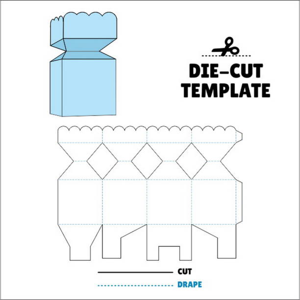 Box With Flip Lid Packaging Die Cut Template Design. 3D Mock Up. - Template Caixa de embalagem die corte modelo design. Scalloped Vertical Candy Box - Sweet - Doce Box With Flip Lid Packaging Die Cut Template Design. 3D Mock Up. - Template Caixa de embalagem die corte modelo design. Scalloped Vertical Candy Box - Sweet - Doce doce stock illustrations