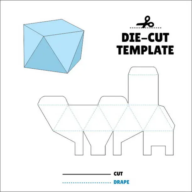 Vector illustration of Box With Flip Lid Packaging Die Cut Template Design. 3D Mock Up. - Template Caixa de embalagem die corte modelo design. Prisma - Prism