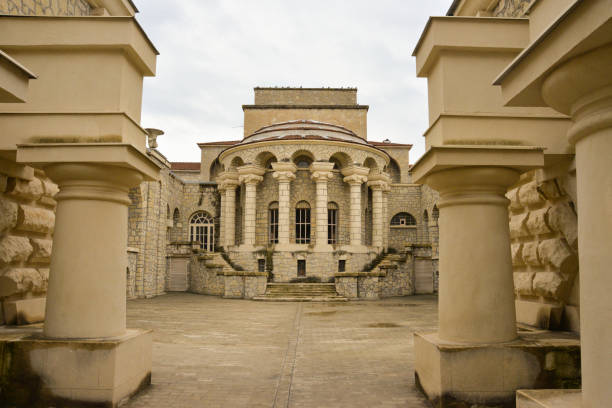 Beautiful building with columns. Semashko mud baths. Built in 1913-1915. Essentuki, Stavropol Territory, Russia
