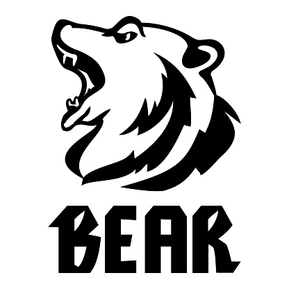 Bear's head vector illustration, emblem design on white background