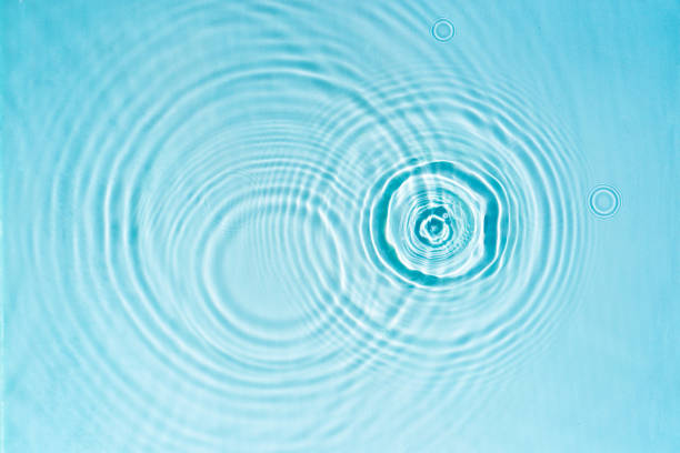 istock Blue transparent water texture with circles from drops 1973878423
