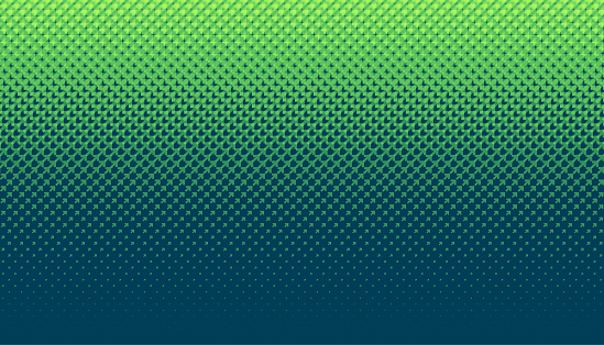 Green halftone digital screen pattern arrows upward moving to indicate growth