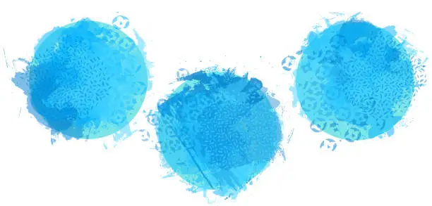 Vector illustration of Blue grunge textured painted circles