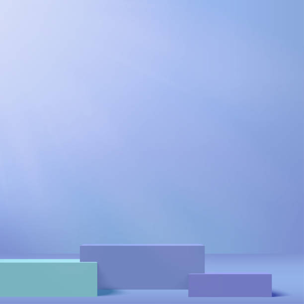 istock 3d blue color podium and minimal blue color wall scene. 3d podium minimal abstract background. Vector 1974068420