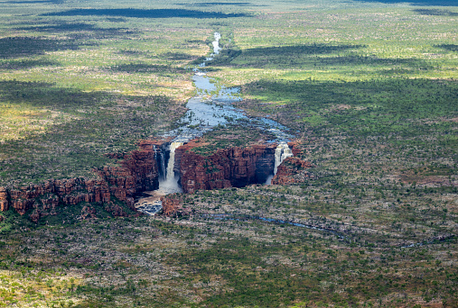 Aerial photograph of the King George Falls, and theKing George River in Western Australia, the Kimberley, Australia.