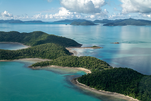 Aerial photograph of a Whitsunday Island, in Queensland, Australia