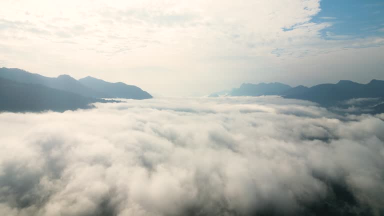 Aerial View Above The Clouds And Sky At First Sunrise