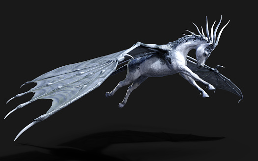3d Illustration of a fantasy horse isolated on black background with clipping path.