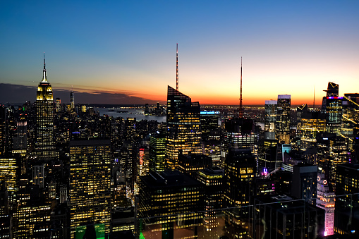 New York City Skyline at Sunset in November