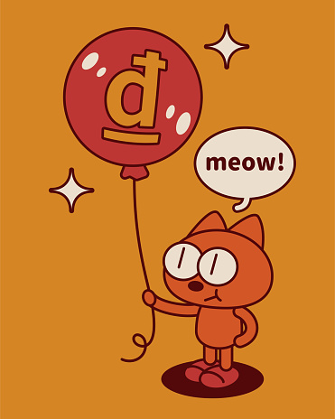 Unique and Creative Character Designs Vector Art Illustration.
A quirky and cute kitten holds on to the money balloon flying upwards.