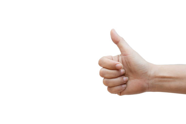 istock Human hand giving a thumbs up on white background 1974215959
