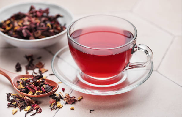 istock Glass cup of hot hibiscus tea. 1974229177