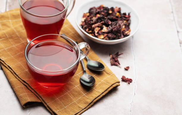 istock Glass cup of hot hibiscus tea. 1974229183