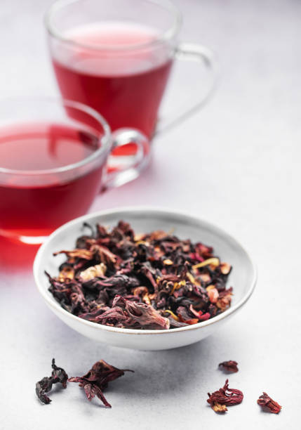 istock Glass cup of hot hibiscus tea. 1974229189